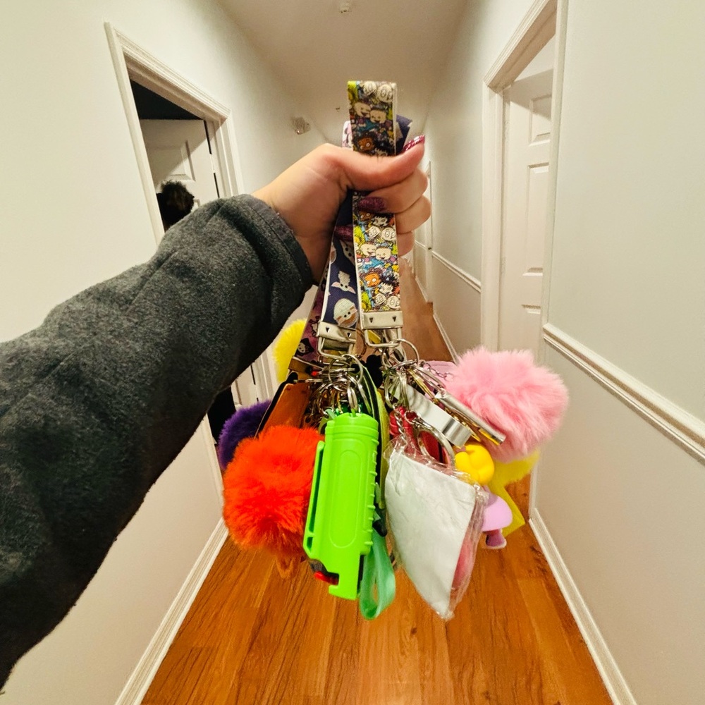 Vibrant Keychain Collection with Pom Poms